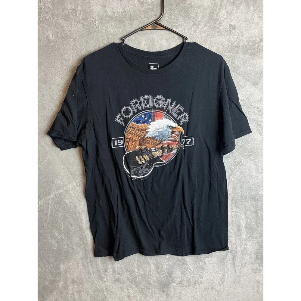 Foreigner World Tour 2022 Mens L Black 100% Cotton Graphic T-shirt